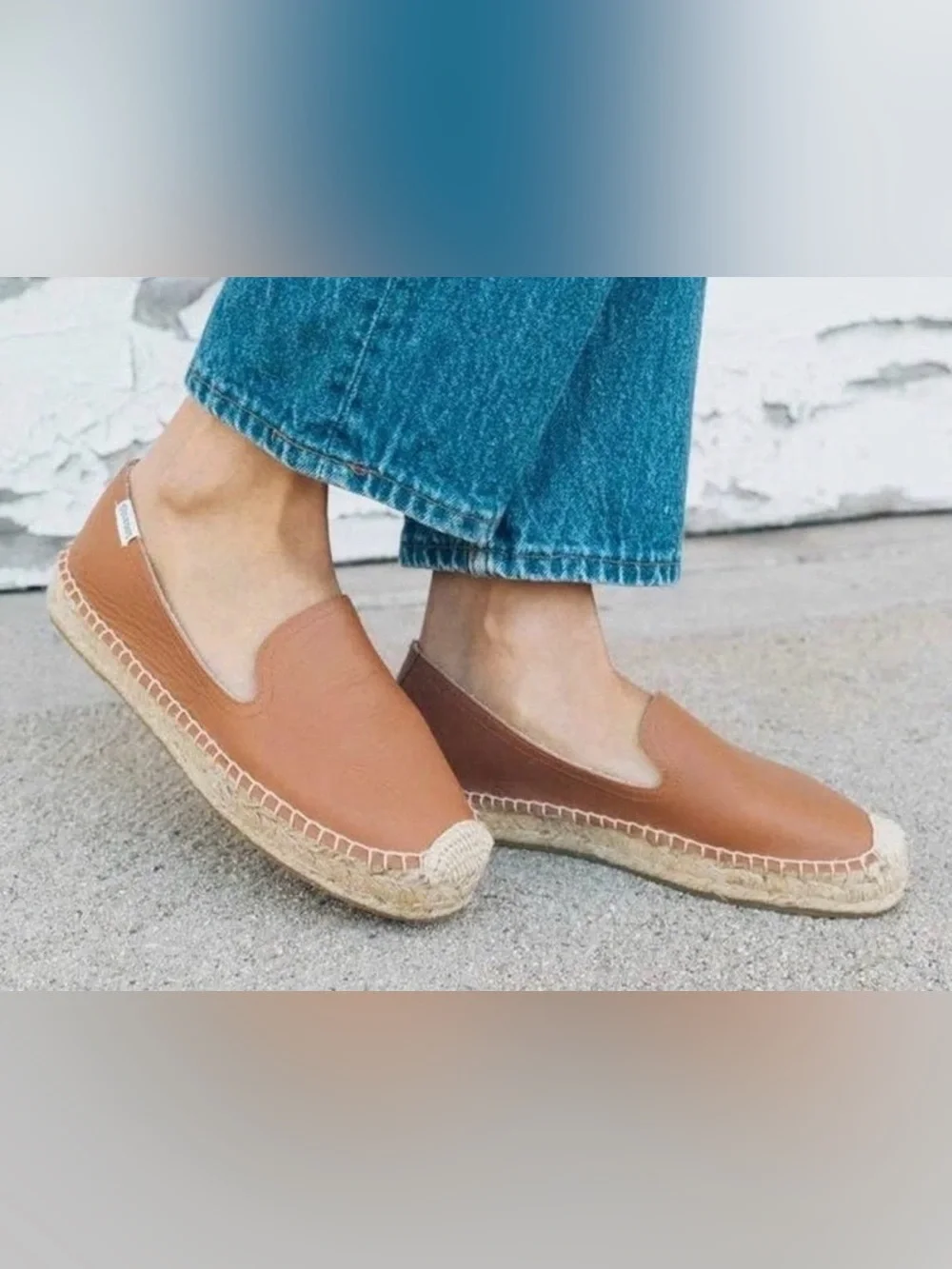 Soludos espadrilles Camel Tan Brown leather Slip on Size 10